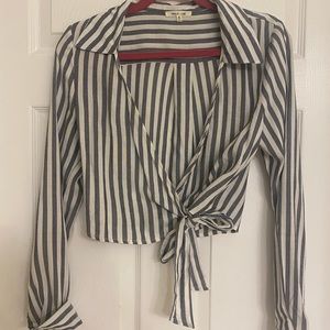 Stripped wrap shirt